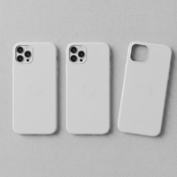 Slim white iPhone case on light grey background