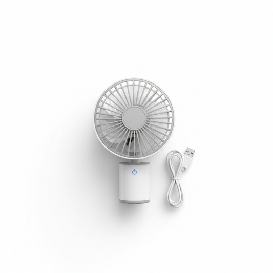 Compact portable mini USB fan on white background