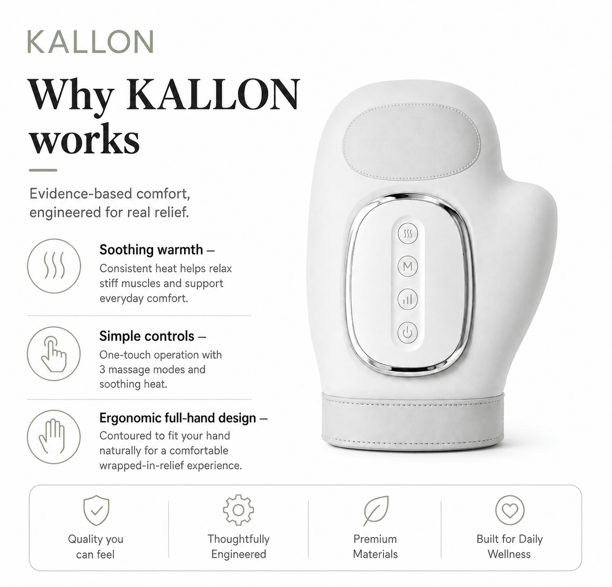Kallon™ Hand Massager- Instant Relief for Arthritis, Carpal tunnel, Aching Finger, Viking syndrome, Hand & Wrist Pain - KALLON