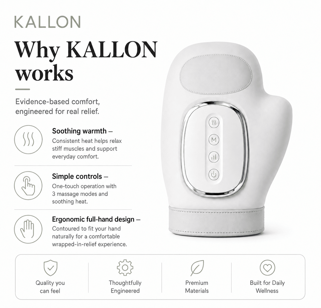 Kallon™ Hand Massager- Instant Relief for Arthritis, Carpal tunnel, Aching Finger, Viking syndrome, Hand & Wrist Pain - KALLON
